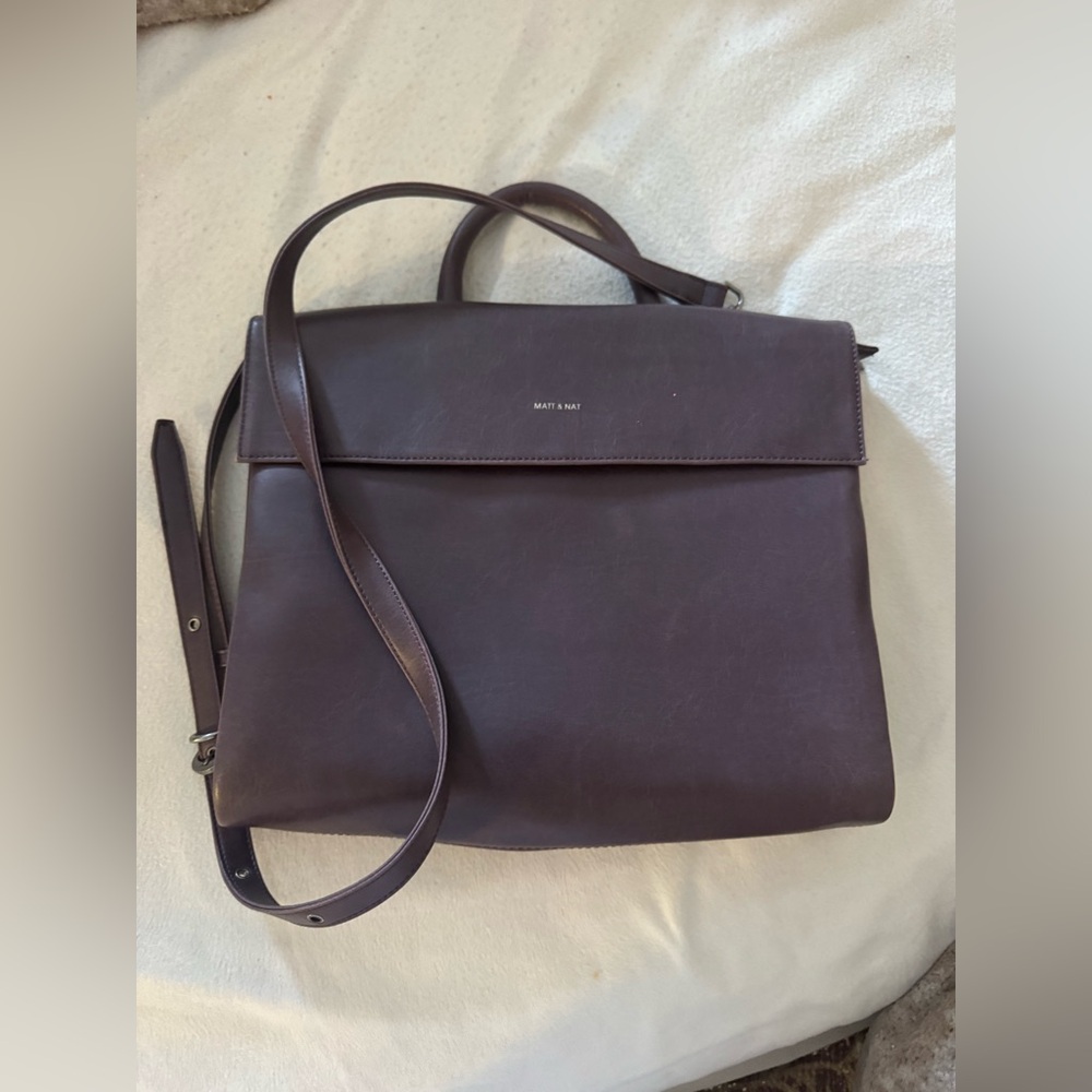 Matt & Nat vegan Leather Messenger Bag with Adjustable Strap